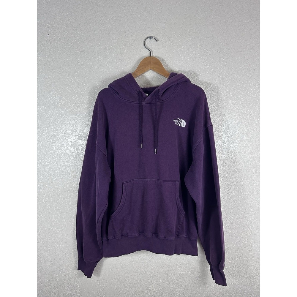 North Face Hoodie Mens M Purple Fleece Pullover Sweatshirt Logo Graphic